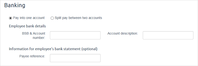 Banking info on employee details tab