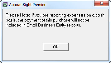 Alert about payment not included in small business entity reports