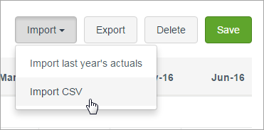 Import button clicked with mouse pointer on Import CSV option