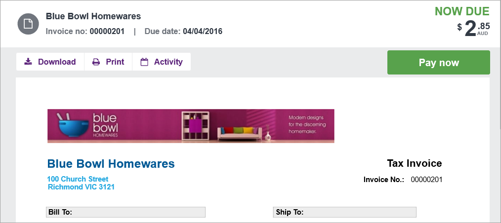 Example invoice with logo Example invoice with logo