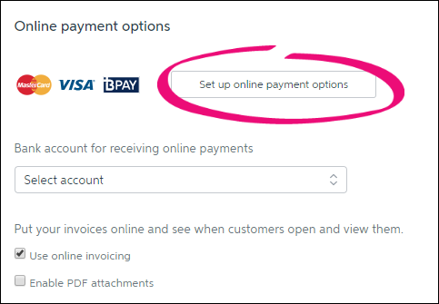 Essentials online payments set up options