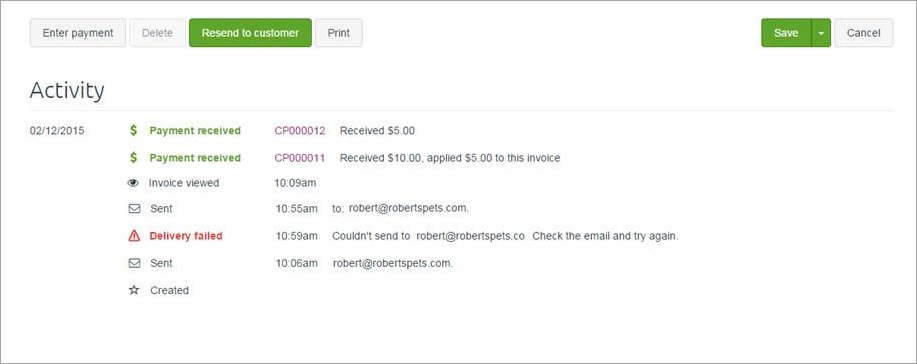 Sample invoice activity Sample invoice activity