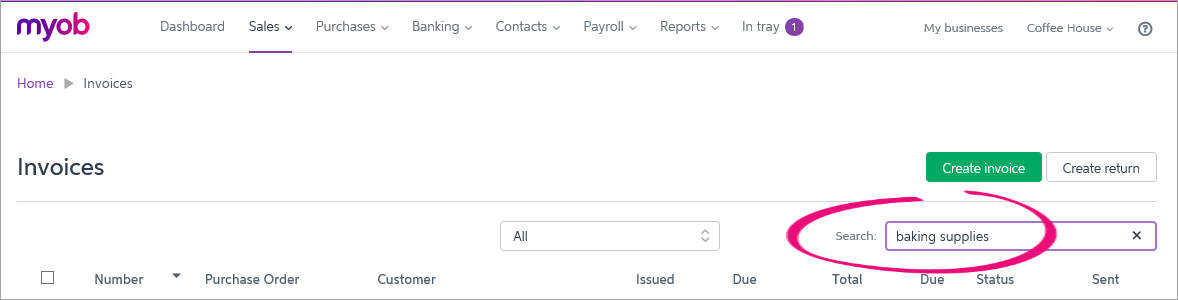 Search field with search text highlighted Search field with search text highlighted