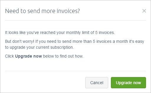 Need to send more invoices popup window