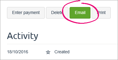 Email button highlighted on invoice Email button highlighted on invoice