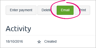 Email button highlighted on invoice