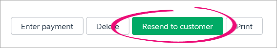 resend to customer button highlighted