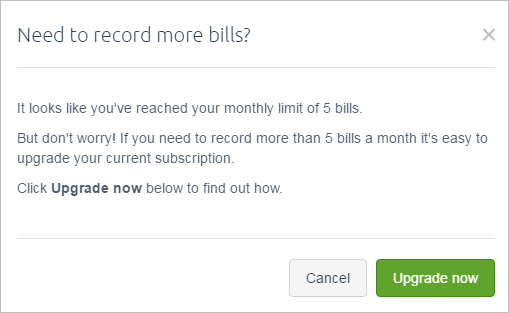 Need to record more bills popup window