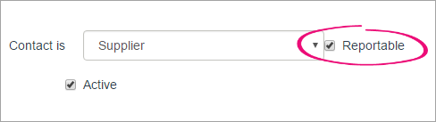 Supplier contact with reportable option selected Supplier contact with reportable option selected