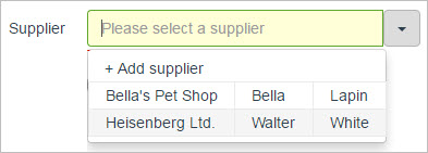 Supplier contact dropdown list on a bill