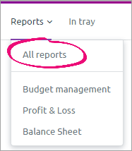 Reports menu with all reports option highlighted