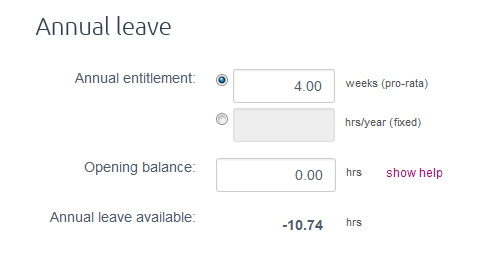 negative annual leave available