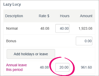 20 hours of leave on pay
