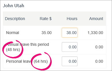 example leave balances