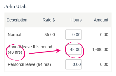 example pay with the same amount of leave available and paid