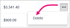 elipsis button clicked displaying delete option