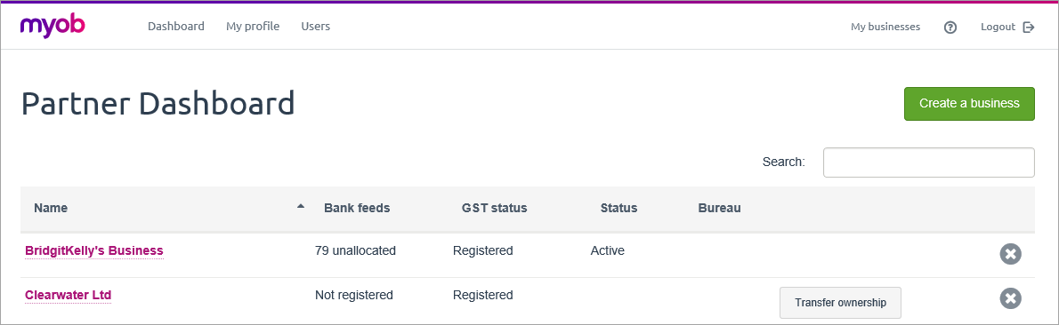 The Partner Dashboard - MYOB Essentials Accounting - MYOB Help ...