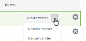 Resend transfer dropdown options