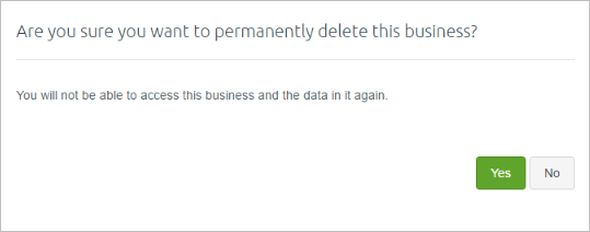 Confirmation message with yes and no buttons Confirmation message with yes and no buttons