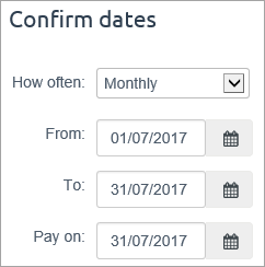 confirm dates with July dates entered