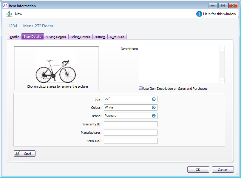 Item information window with a picture added Item information window with a picture added