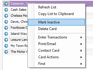 Marking a card as inactive
