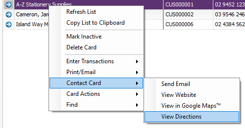 Access more card options by right-clicking a card in the list.