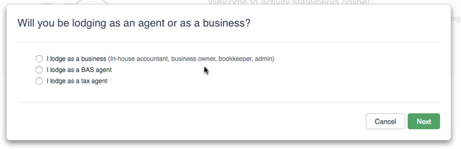 Select whether you're a business or agent.