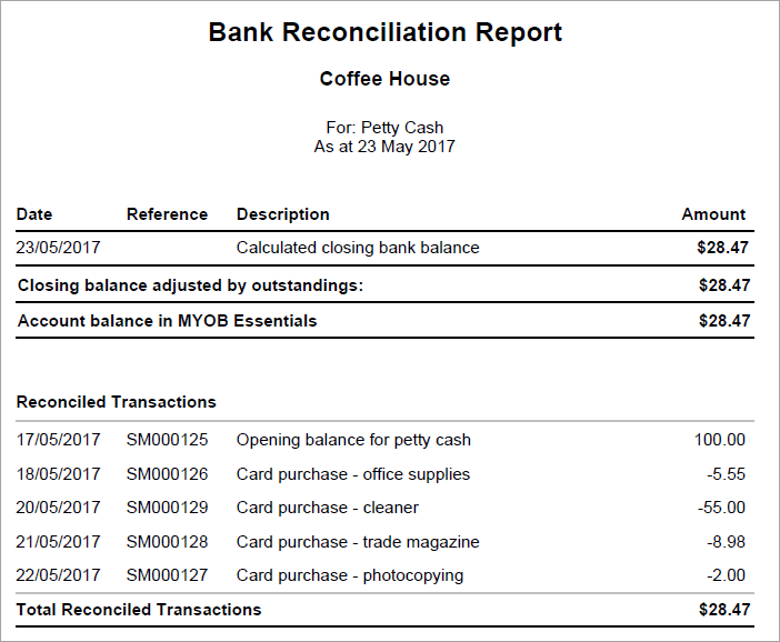 example bank reconciliation report