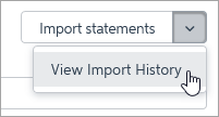 dropdown arrow clicked with Import History option shown