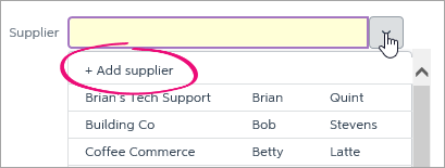 Add supplier option when entering a bill