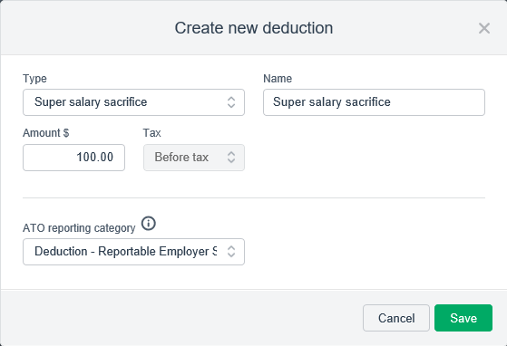 Example salary sacrifice pay item setup Example salary sacrifice pay item setup