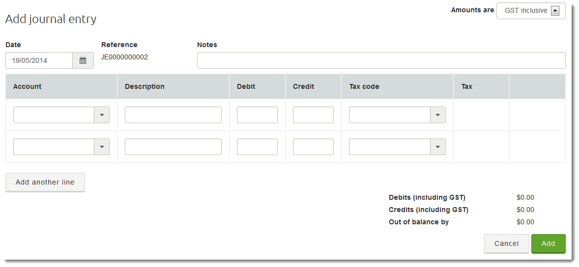 Journals MYOB Essentials Cashbook MYOB Help Centre