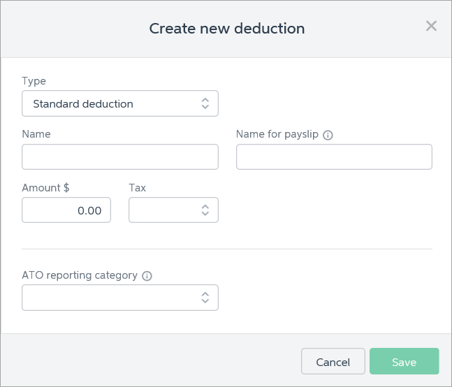 Create new deduction window