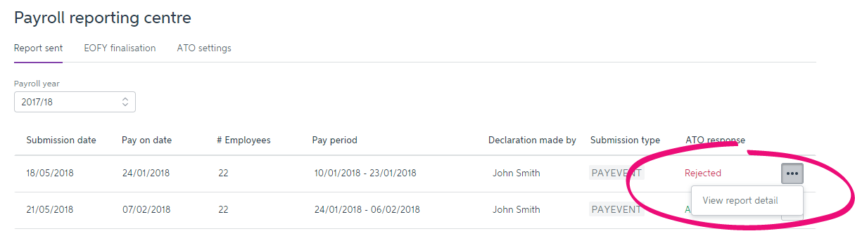 Payroll reporting centre, click ... and then View report details