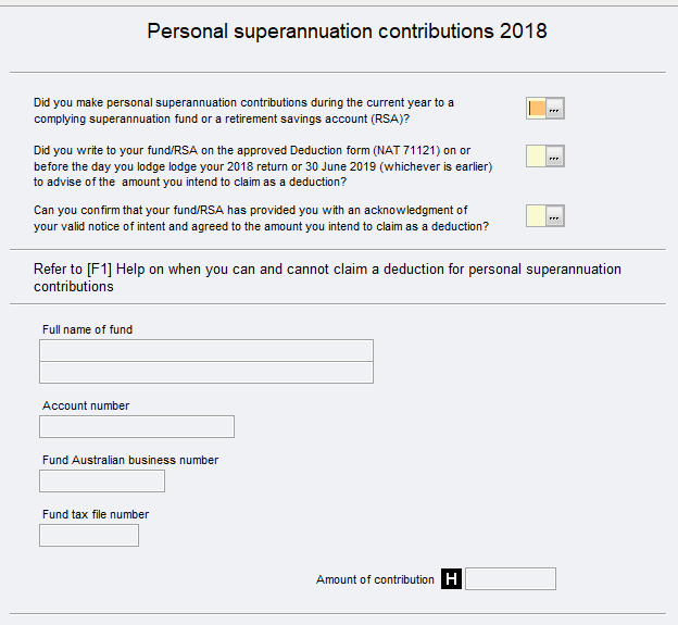 Personal Superannuation Contributions (Psc) - Ps Help: Tax - Australia 2018  - Myob Help Centre