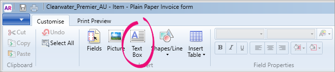 Tex box button highlighted