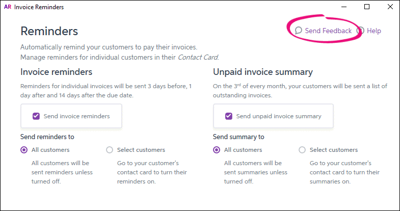 Invoice Reminders feedback
