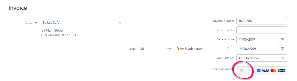 Deselect online payments