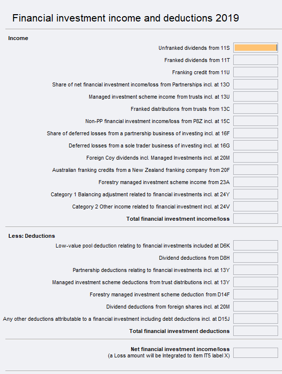 It5 Financial Investment Income And Deductions (Fil) - Ps Help: Tax -  Australia 2019 - Myob Help Centre