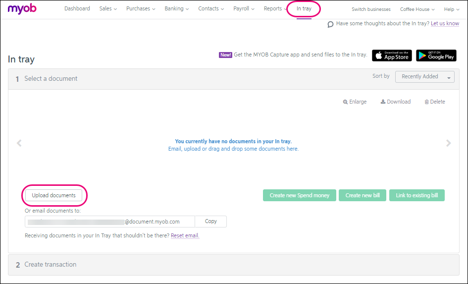 Upload a document to In tray Upload a document to In tray