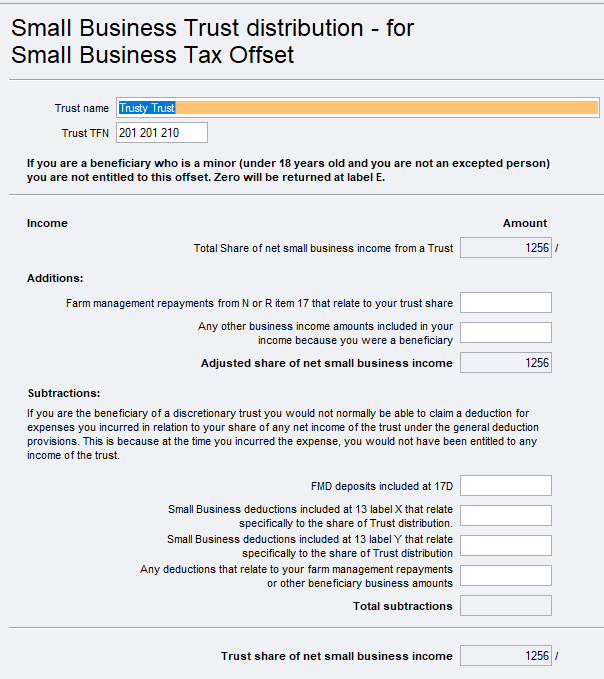 Share Of Net Small Business Income Worksheet Sbt Ps Help Tax Australia 2020 Myob Help Centre