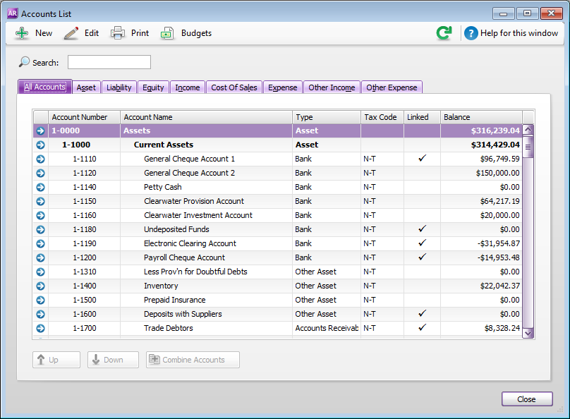 Detailed Chart Of Accounts Template