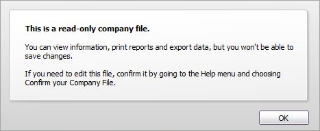 Message displaying this is a read-only company file