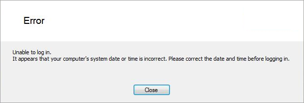 example unable to log in error