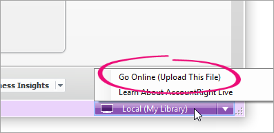 Status bar menu clicked and go online option highlighted Status bar menu clicked and go online option highlighted