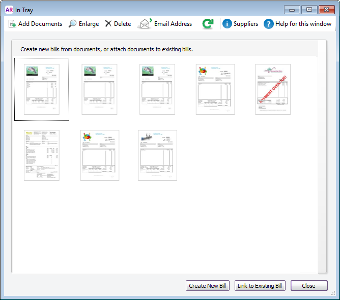 In tray window with several uploaded documents