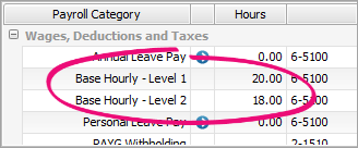 two base hourly wage categories on a pay