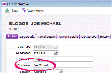 Add the middle name after the first name Add the middle name after the first name