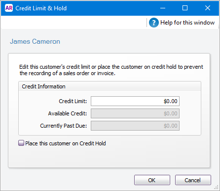 Credit limit and hold window